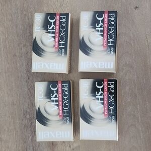 Maxell VHS-C HGX-GOLD TC-30 Blank Camcorder Videotapes – 4 Pack – NWT
